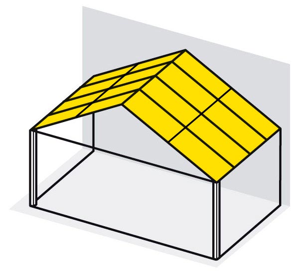 Satteldach mit Glastrennleiste